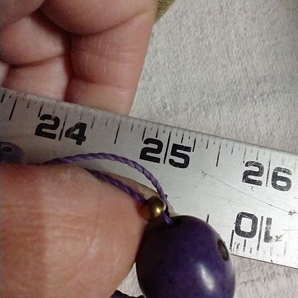Purple nut beaded string necklace long boho - Picture 2 of 6